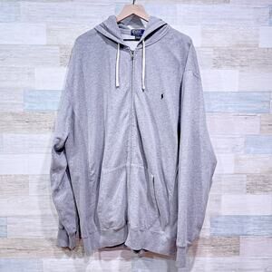 POLO Ralph Lauren Double Knit Full Zip Hoodie Heather Gray Mens 2XLT 2XL Tall